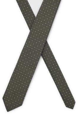 Silk-blend tie with jacquard pattern, Dark Green