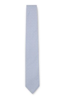 Silk-blend tie with jacquard pattern, Light Blue