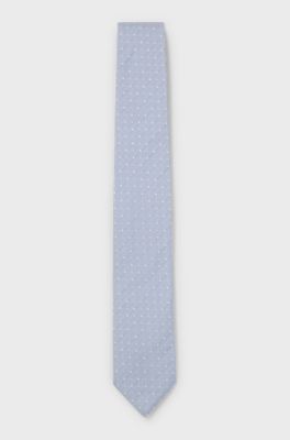 Silk-blend tie with jacquard pattern, Light Blue