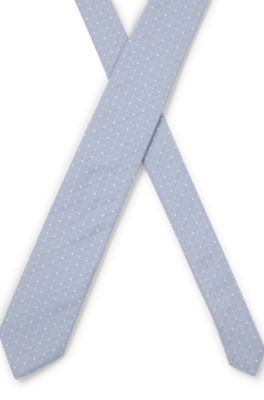 Silk-blend tie with jacquard pattern, Light Blue