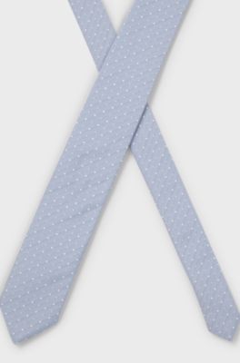 Silk-blend tie with jacquard pattern, Light Blue