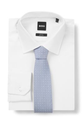 Silk-blend tie with jacquard pattern, Light Blue