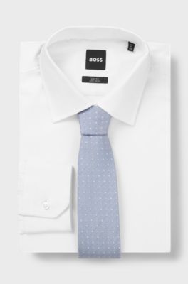 Silk-blend tie with jacquard pattern, Light Blue