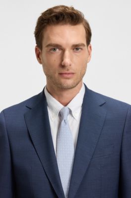 Silk-blend tie with jacquard pattern, Light Blue