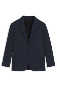 Slim-fit blazer in twill-print jersey, Dark Blue