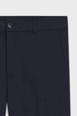 Extra-slim-fit trousers in micro-print stretch jersey, Dark Blue