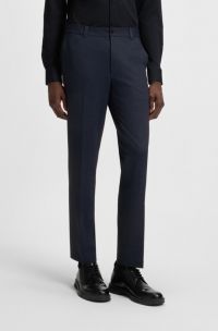 Extra-slim-fit trousers in micro-print stretch jersey, Dark Blue