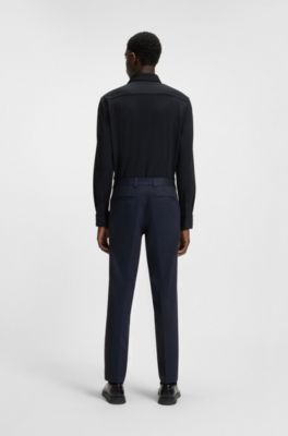 Extra-slim-fit trousers in micro-print stretch jersey, Dark Blue