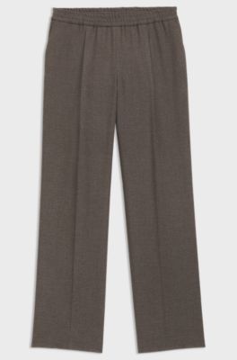 Modern-fit trousers in moulin&eacute; stretch twill, Brown