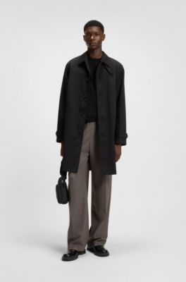 Modern-fit trousers in moulin&eacute; stretch twill, Brown