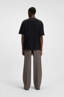 Modern-fit trousers in moulin&eacute; stretch twill, Brown