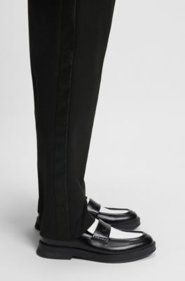 Modern-fit tuxedo suit in wool-blend dobby, Black