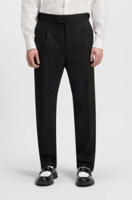 Modern-fit tuxedo suit in wool-blend dobby, Black