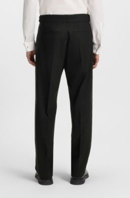 Modern-fit tuxedo suit in wool-blend dobby, Black