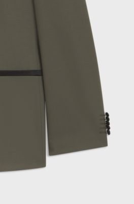 Modern-fit suit in wool-blend poplin, Olive