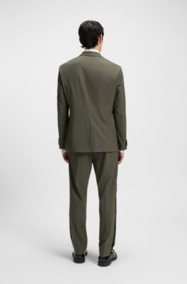Modern-fit suit in wool-blend poplin, Olive