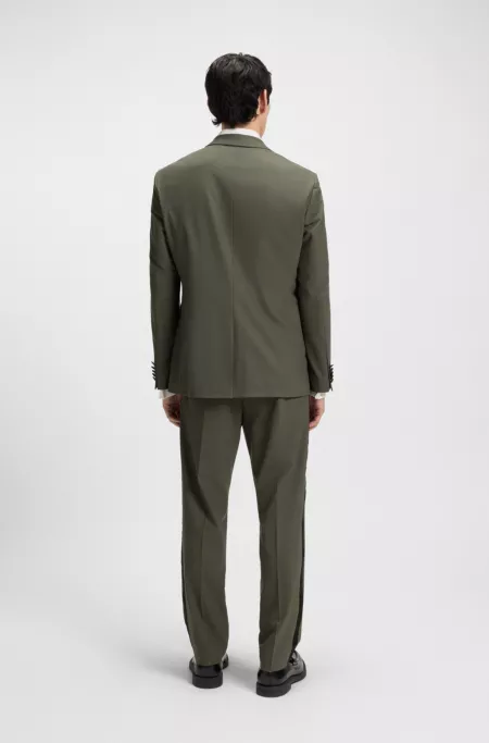 Modern-fit suit in wool-blend poplin