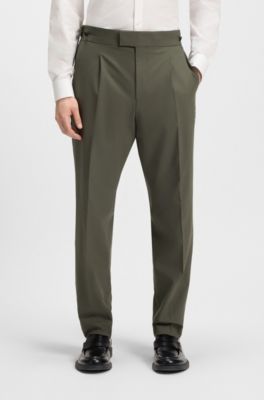 Modern-fit suit in wool-blend poplin, Olive