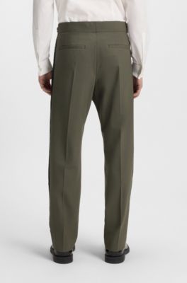 Modern-fit suit in wool-blend poplin, Olive
