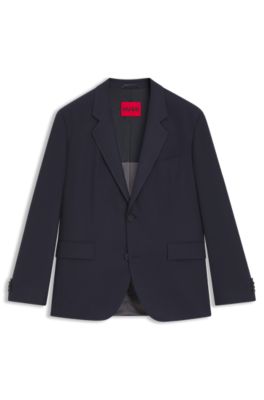 Modern-fit suit jacket in performance-stretch twill, Dark Blue