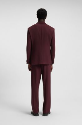 Modern-fit suit jacket in performance-stretch twill, Dark Red