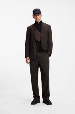 Modern-fit suit jacket in performance-stretch twill, Brown