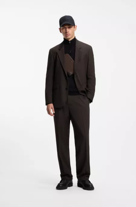 Modern-fit suit jacket in performance-stretch twill