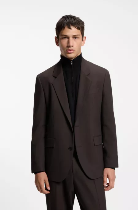 Modern-fit suit jacket in performance-stretch twill