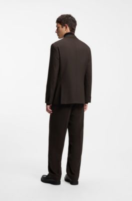 Modern-fit suit jacket in performance-stretch twill, Brown
