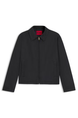 Regular-fit jacket in waxed cotton, Black