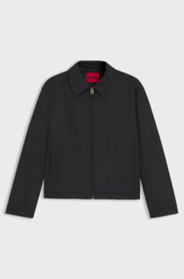 Regular-fit jacket in waxed cotton, Black