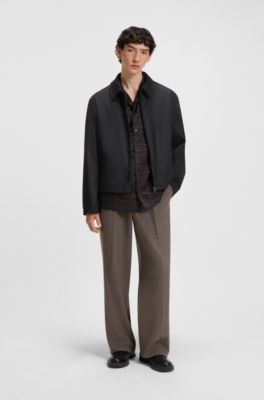 Regular-fit jacket in waxed cotton, Black