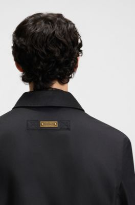 Regular-fit jacket in waxed cotton, Black