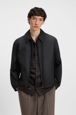 Regular-fit jacket in waxed cotton, Black