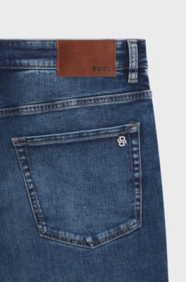 Jean Regular Maine en denim bleu tr&egrave;s stretch, Bleu