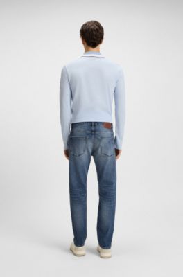 Jean Regular Maine en denim selvedge bleu, Bleu