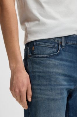 Maine regular-fit jeans in blue comfort-stretch denim, Dark Blue