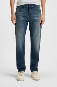 Jean Regular Maine en denim stretch bleu confortable, Bleu foncé