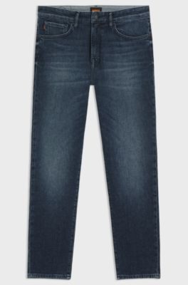 Tapered-fit jeans in blue comfort-stretch denim, Dark Blue