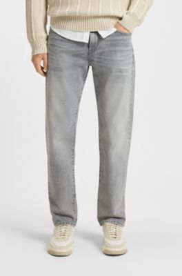 Maine regular-fit jeans in grey comfort-stretch denim, Light Grey