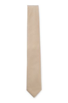 Silk-blend tie with micro pattern, Natural