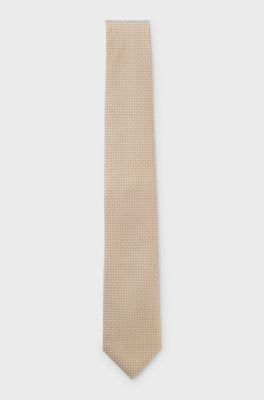 Silk-blend tie with micro pattern, Natural
