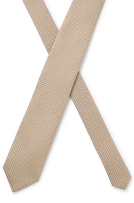 Silk-blend tie with micro pattern, Natural