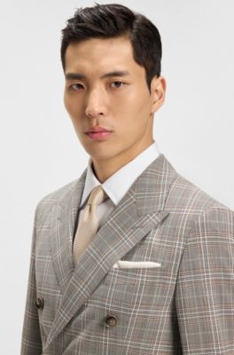 Silk-blend tie with micro pattern, Natural