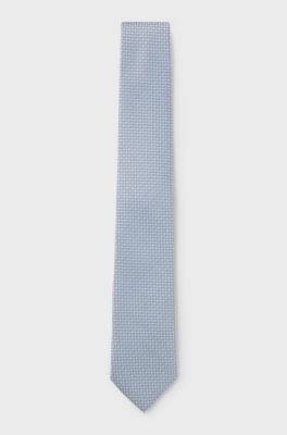 Silk-blend tie with micro pattern, Light Blue
