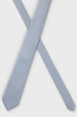 Silk-blend tie with micro pattern, Light Blue