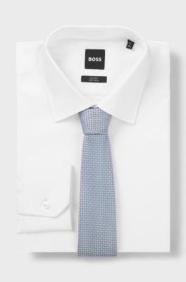 Silk-blend tie with micro pattern, Light Blue