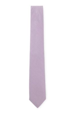 Silk-blend tie with micro pattern, Light Purple