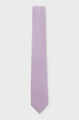 Silk-blend tie with micro pattern, Light Purple