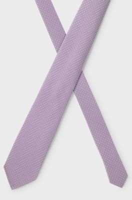 Silk-blend tie with micro pattern, Light Purple